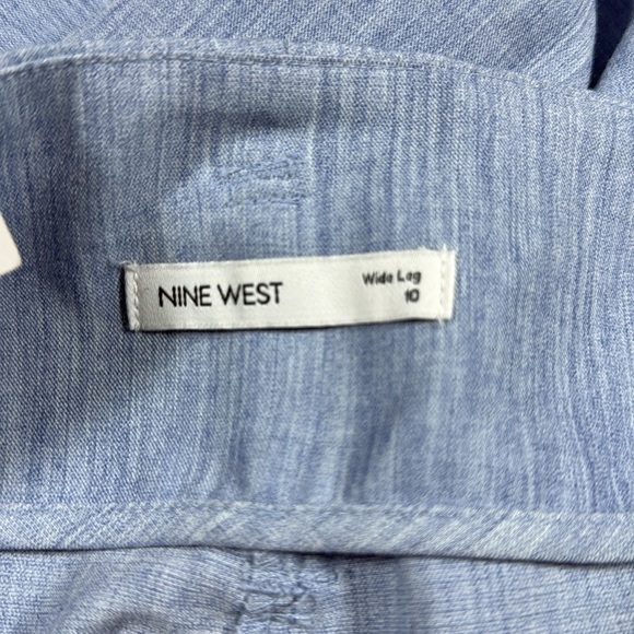 Nine West Womens Blue Melange Paperbag Waist Pants Size 10 Belted High Rise NWT - Picture 9 of 10